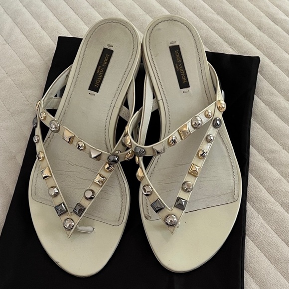 Louis Vuitton Shoes - LV *🚩LAST MARK DOWN!*Louis Vuitton Metallic Embellished Sandals